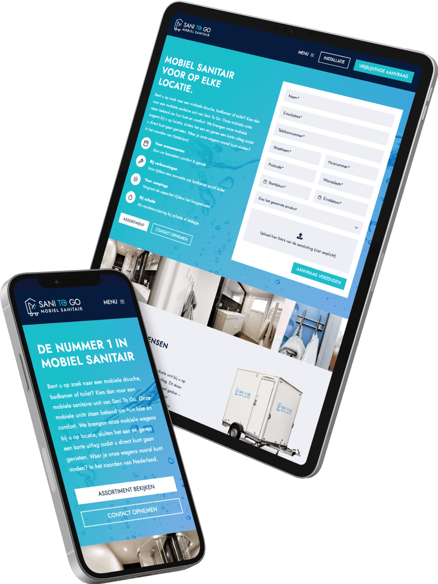 sani-to-go-case Mobiel en iPad met daarop de Website van sani to go